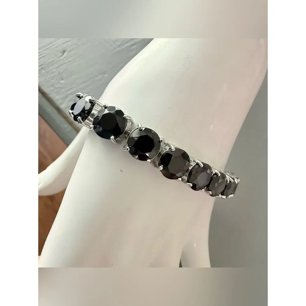 925 Sterling Silver Black Spinal Tennis Bracelet